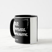 Moedig & Onbeperkt onverbloemd Zwart & Wit Mok (Voorkant links)