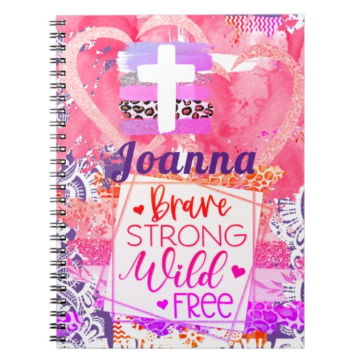 Moedig Sterk Wild Vrij Cross Spiral Notebook Notitieboek (Voorkant)