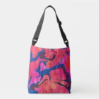 Moedige 1 Rood Blauw Ebru Stijl Abstracte Boodscha Crossbody Tas