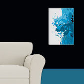 Moedige Abstracte Spat Blauw & Wit Poster