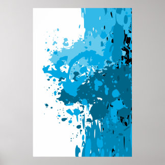 Moedige Abstracte Spat Blauw & Wit Poster