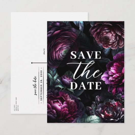 Moedige Bloemen Betoverde Bloemige Save the Date Aankondigingskaart (Voorkant / Achterkant)