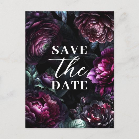 Moedige Bloemen Betoverde Bloemige Save the Date Aankondigingskaart (Voorkant)
