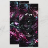 Moedige Bloemen Betoverde Bloemige Trouwmenu Menu (Voorkant / Achterkant)