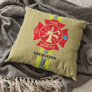 Moedige brandweerman Maltese Cross Design Kussen