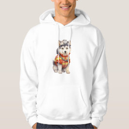 Moedige brandweerman Siberische Husky hond eren Hoodie