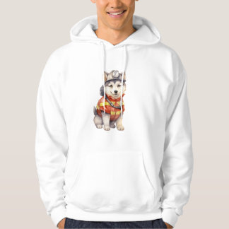 Moedige brandweerman Siberische Husky hond eren Hoodie