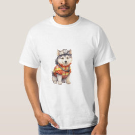 Moedige brandweerman Siberische Husky hond eren T-shirt