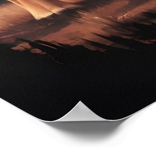 Moedige Duitse herder bij zonsondergang Poster (Hoek)