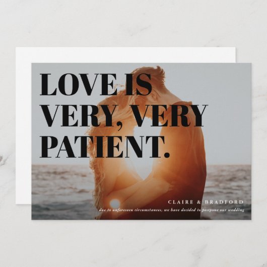 Moedige en brutale typografische uitgestelde bruil aankondiging (Voorkant / Achterkant)