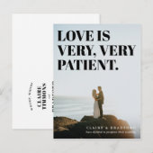 Moedige en brutale typografische uitgestelde bruil aankondigingskaart (Voorkant / Achterkant)