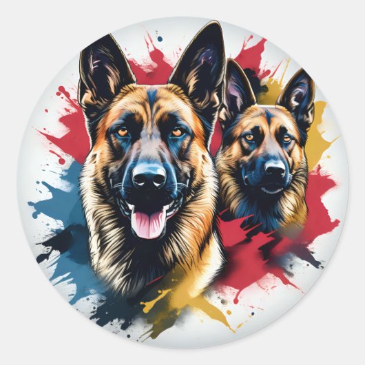 Moedige en dappere Malinois hond Ronde Sticker (Voorkant)
