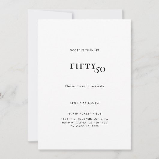 Moedige en eenvoudige 50e verjaardag kaart (Voorkant)