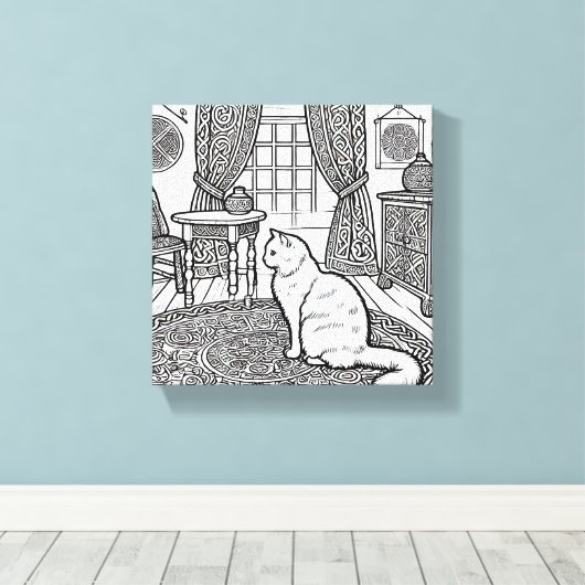Moedige en gemakkelijke kat #10 canvas afdruk (Insitu (Houten vloer))