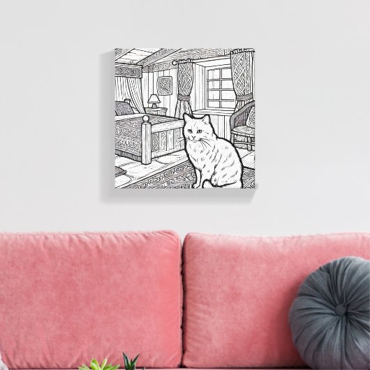 Moedige en gemakkelijke kat #11 canvas afdruk (Insitu (Woonkamer))