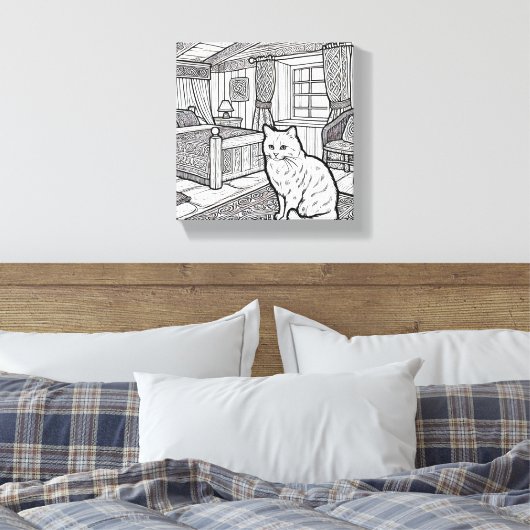 Moedige en gemakkelijke kat #11 canvas afdruk (Insitu (Slaapkamer))
