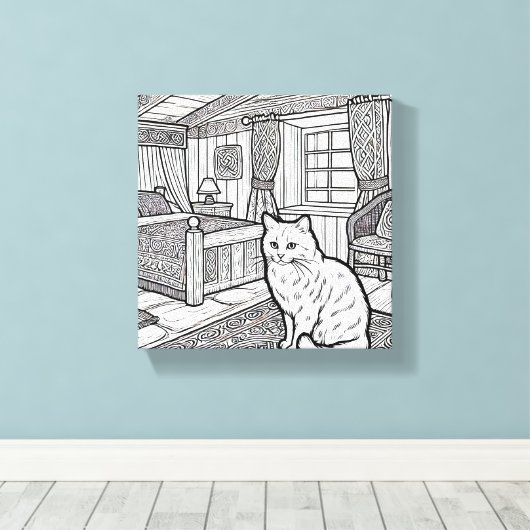 Moedige en gemakkelijke kat #11 canvas afdruk (Insitu (Houten vloer))