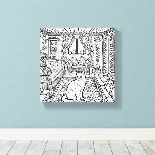 Moedige en gemakkelijke kat #12 canvas afdruk (Insitu (Houten vloer))