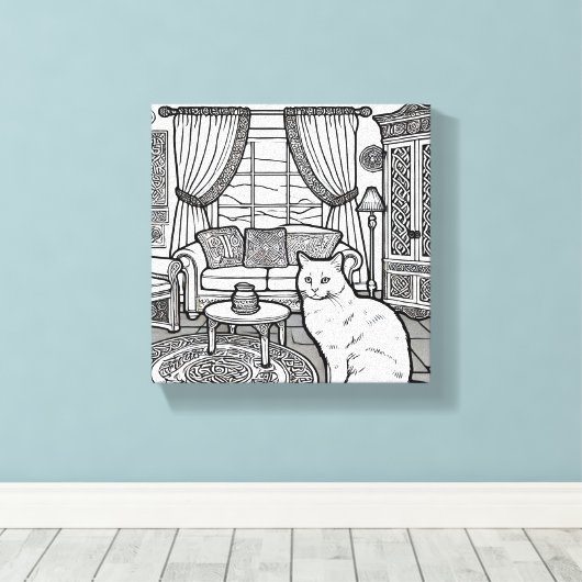 Moedige en gemakkelijke kat #13 canvas afdruk (Insitu (Houten vloer))