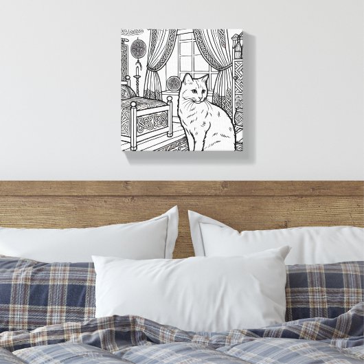 Moedige en gemakkelijke kat #14 canvas afdruk (Insitu (Slaapkamer))