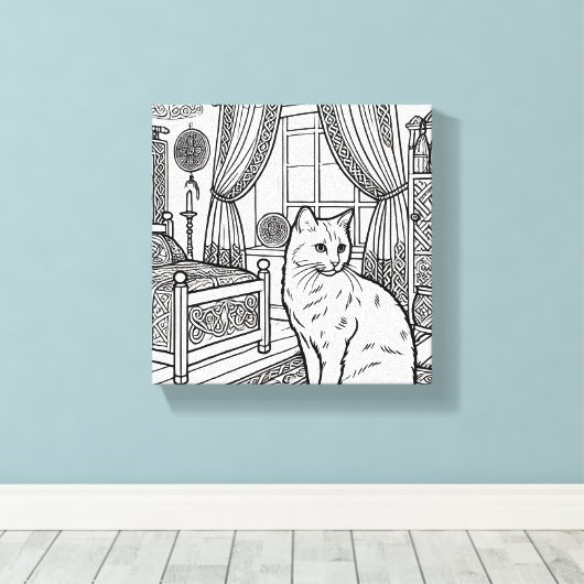Moedige en gemakkelijke kat #14 canvas afdruk (Insitu (Houten vloer))