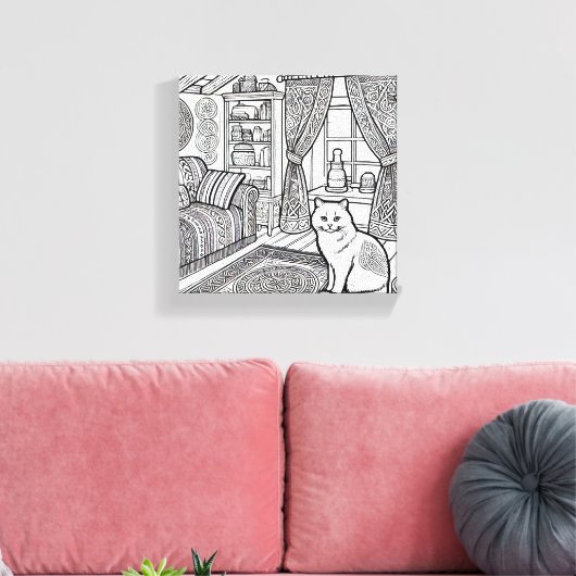 Moedige en gemakkelijke kat #15 canvas afdruk (Insitu (Woonkamer))