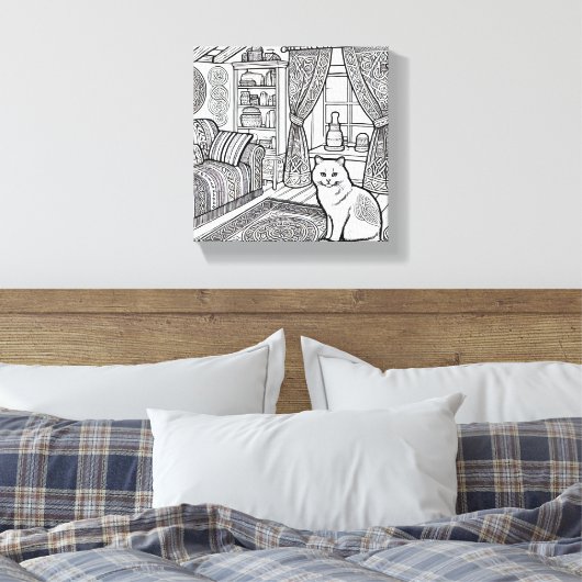 Moedige en gemakkelijke kat #15 canvas afdruk (Insitu (Slaapkamer))