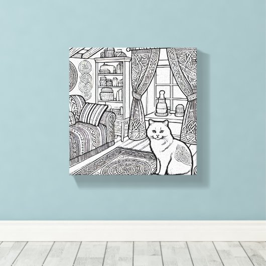 Moedige en gemakkelijke kat #15 canvas afdruk (Insitu (Houten vloer))