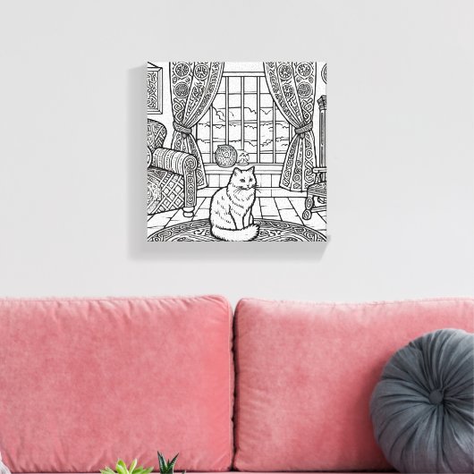Moedige en gemakkelijke kat #16 canvas afdruk (Insitu (Woonkamer))