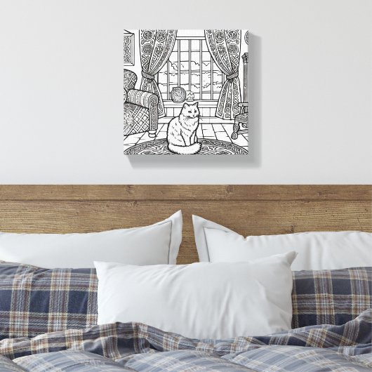 Moedige en gemakkelijke kat #16 canvas afdruk (Insitu (Slaapkamer))