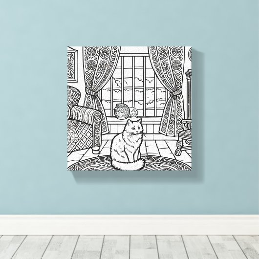 Moedige en gemakkelijke kat #16 canvas afdruk (Insitu (Houten vloer))