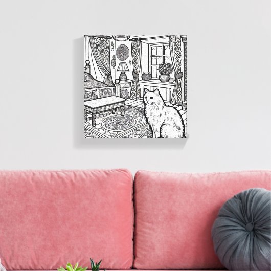Moedige en gemakkelijke kat #17 canvas afdruk (Insitu (Woonkamer))