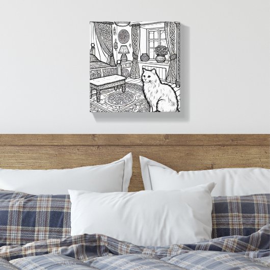 Moedige en gemakkelijke kat #17 canvas afdruk (Insitu (Slaapkamer))