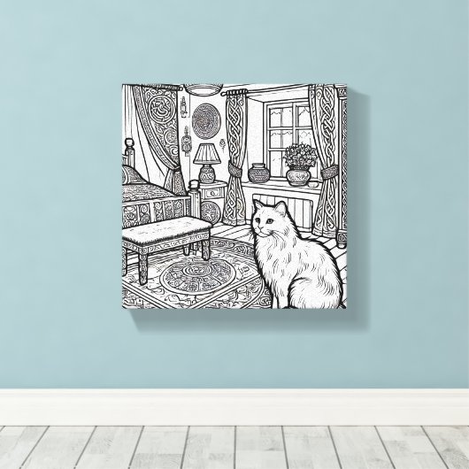Moedige en gemakkelijke kat #17 canvas afdruk (Insitu (Houten vloer))