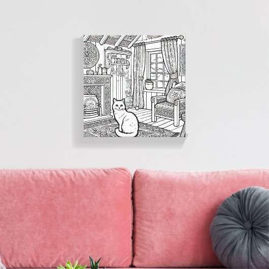 Moedige en gemakkelijke kat #18 canvas afdruk (Insitu (Woonkamer))
