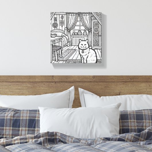 Moedige en gemakkelijke kat #19 canvas afdruk (Insitu (Slaapkamer))