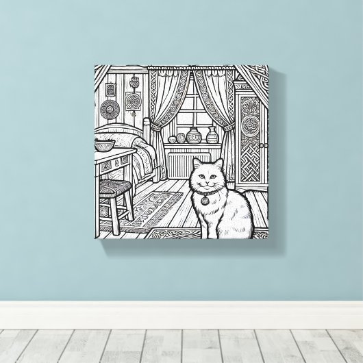 Moedige en gemakkelijke kat #19 canvas afdruk (Insitu (Houten vloer))