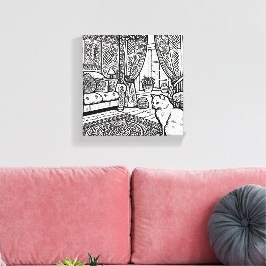 Moedige en gemakkelijke kat #1 canvas afdruk (Insitu (Woonkamer))