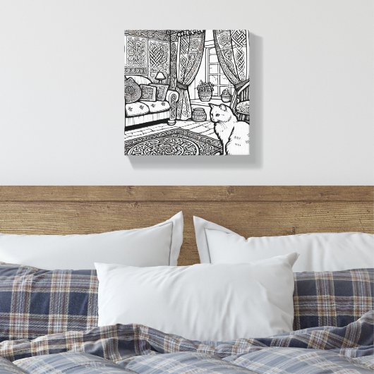 Moedige en gemakkelijke kat #1 canvas afdruk (Insitu (Slaapkamer))