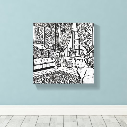 Moedige en gemakkelijke kat #1 canvas afdruk (Insitu (Houten vloer))