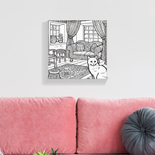 Moedige en gemakkelijke kat #20 canvas afdruk (Insitu (Woonkamer))