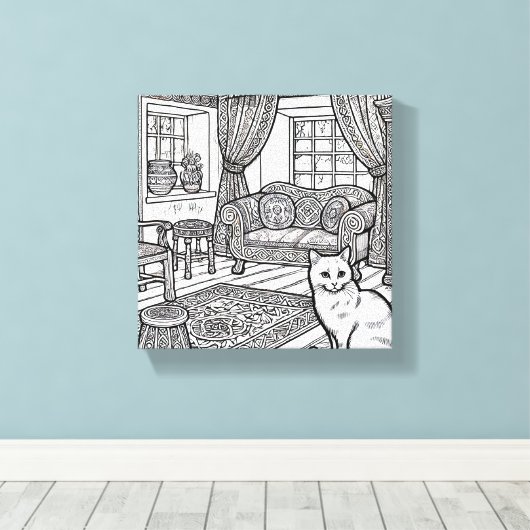 Moedige en gemakkelijke kat #20 canvas afdruk (Insitu (Houten vloer))