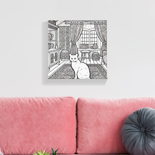 Moedige en gemakkelijke kat #21 canvas afdruk (Insitu (Woonkamer))
