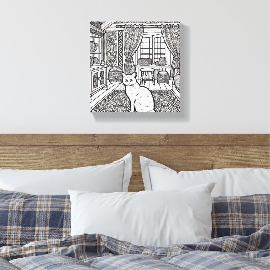 Moedige en gemakkelijke kat #21 canvas afdruk (Insitu (Slaapkamer))