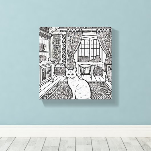 Moedige en gemakkelijke kat #21 canvas afdruk (Insitu (Houten vloer))