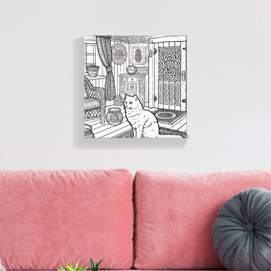 Moedige en gemakkelijke kat #22 canvas afdruk (Insitu (Woonkamer))