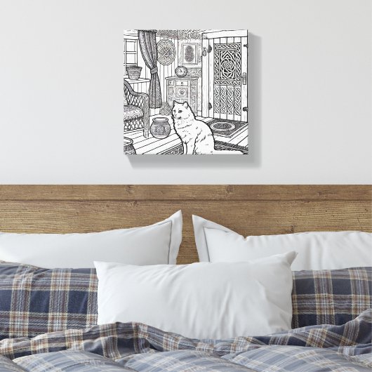 Moedige en gemakkelijke kat #22 canvas afdruk (Insitu (Slaapkamer))