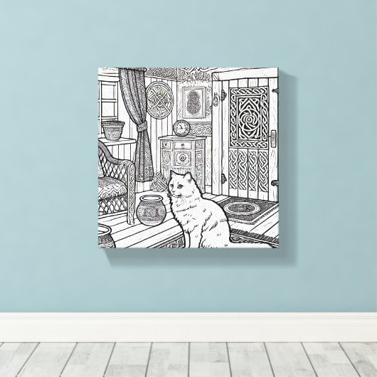 Moedige en gemakkelijke kat #22 canvas afdruk (Insitu (Houten vloer))