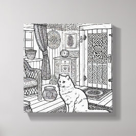 Moedige en gemakkelijke kat #22 canvas afdruk