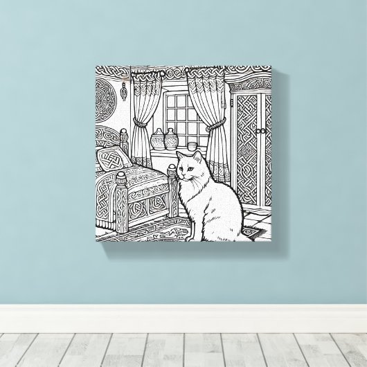 Moedige en gemakkelijke kat #23 canvas afdruk (Insitu (Houten vloer))